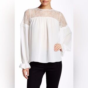 Parker White Antonia Lace Combo Blouse